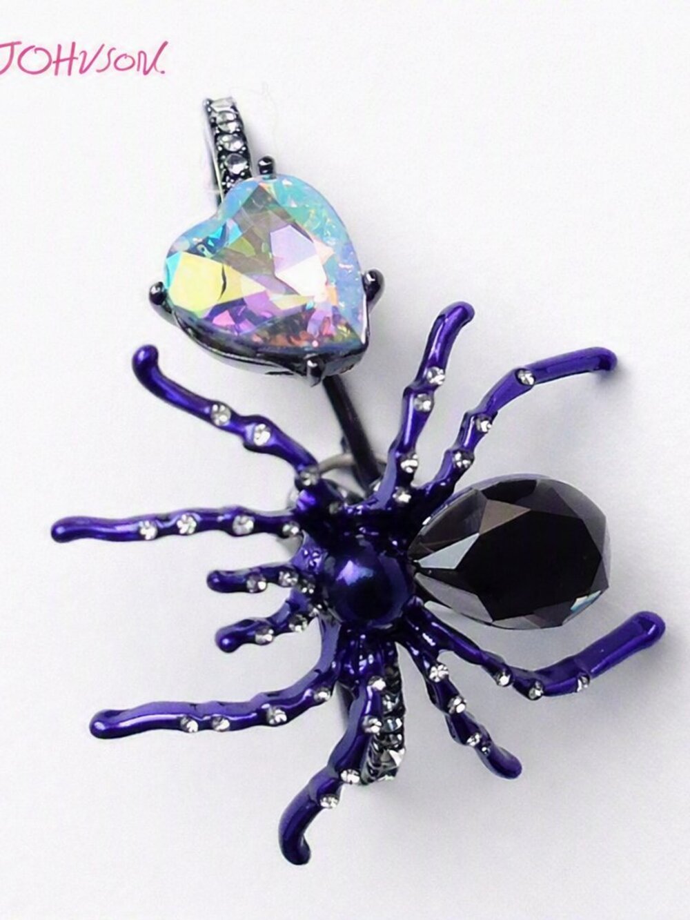 Betsey Johnson Purple Spider Bracelet with Iridescent Heart Gem